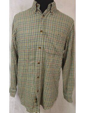Orvis Mens Medium Check Plaid Multicolor Wool Blend Button Down Soft Shirt